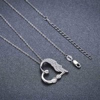 Sterling Silver Guardian Angel Wings Heart Shape Infinity Symbol Pendant Necklace For Women And Girls LadyShow.Store