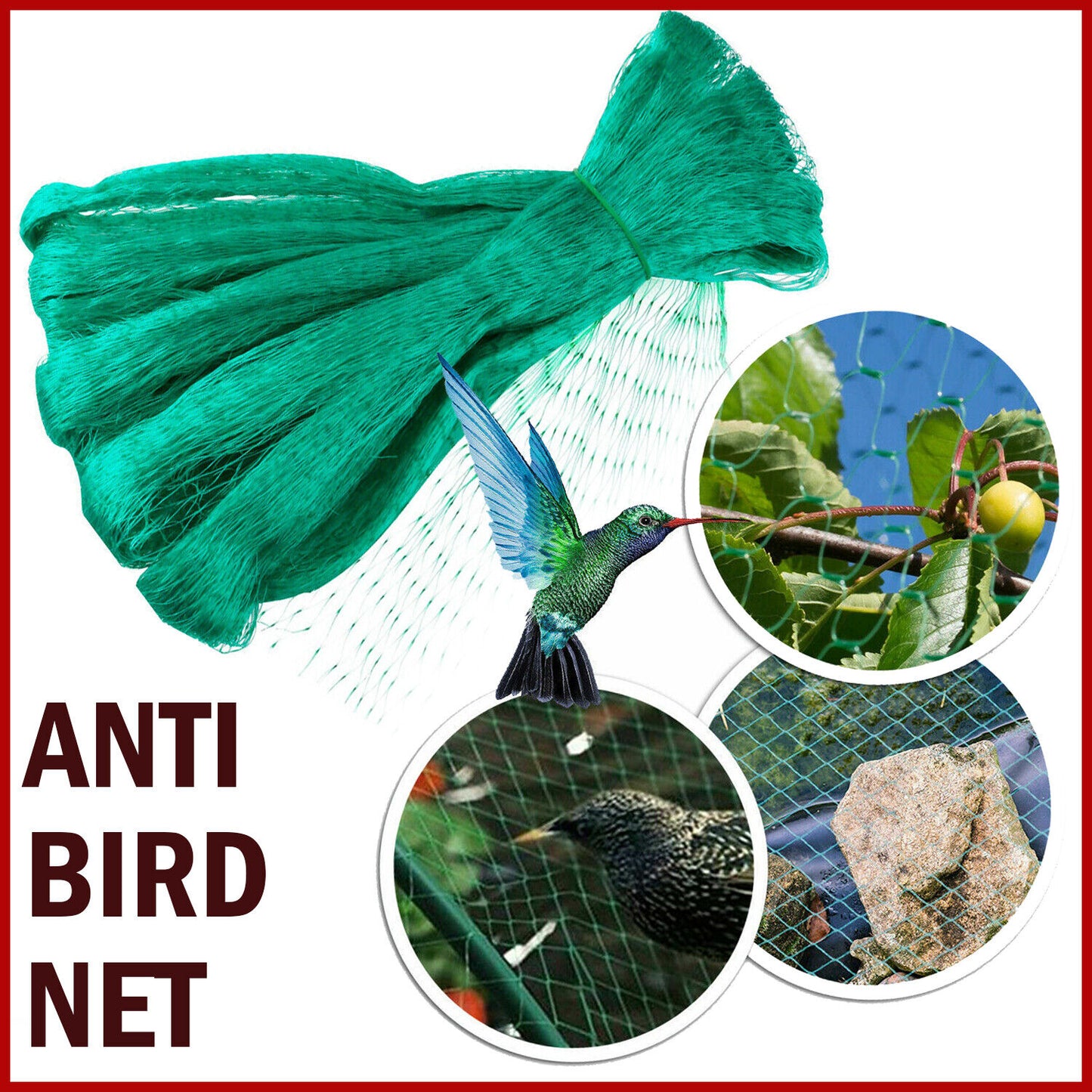 33FT Anti Bird Netting Pond Net Protection Tree Crops Plants Fruits Garden Mesh