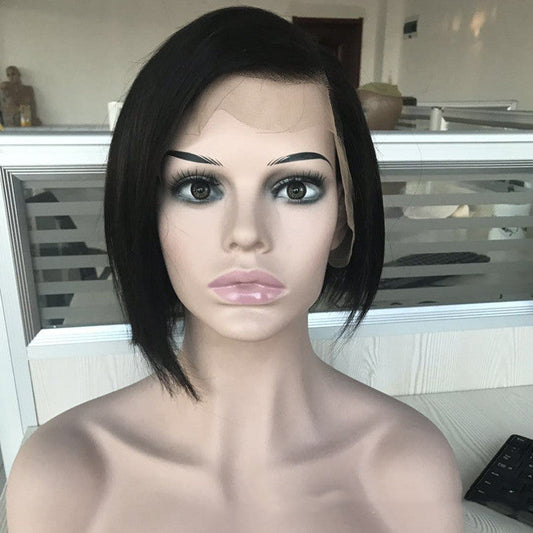Wig Headgear Bob Wigs Real Hair Semi-woven Short Straight Hair CJD