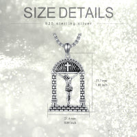 Sterling Silver Jesus Suffering Statue Crucifix Pendant Necklace Religious Gift LadyShow.Store