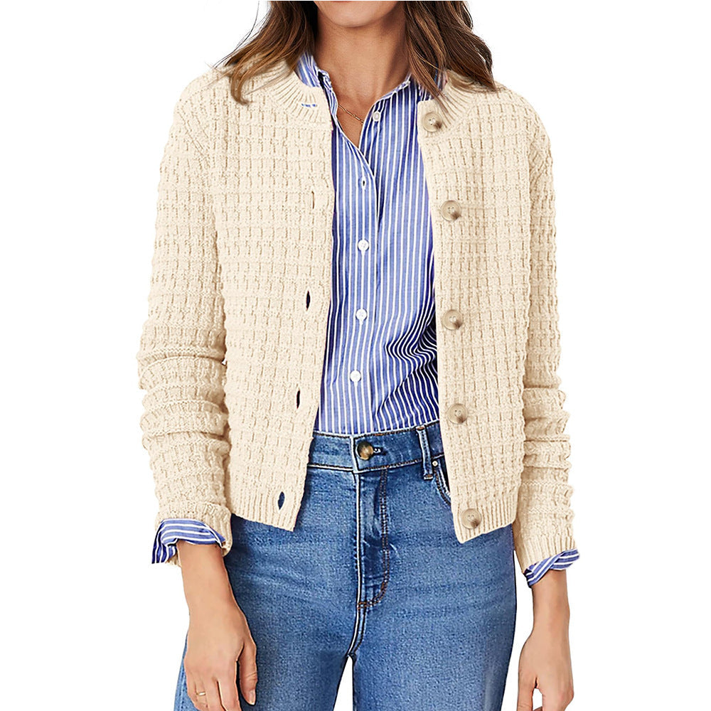 Women's Solid Color Commute Knitted Cardigan Casual Sweater Coat LadyShow.Store