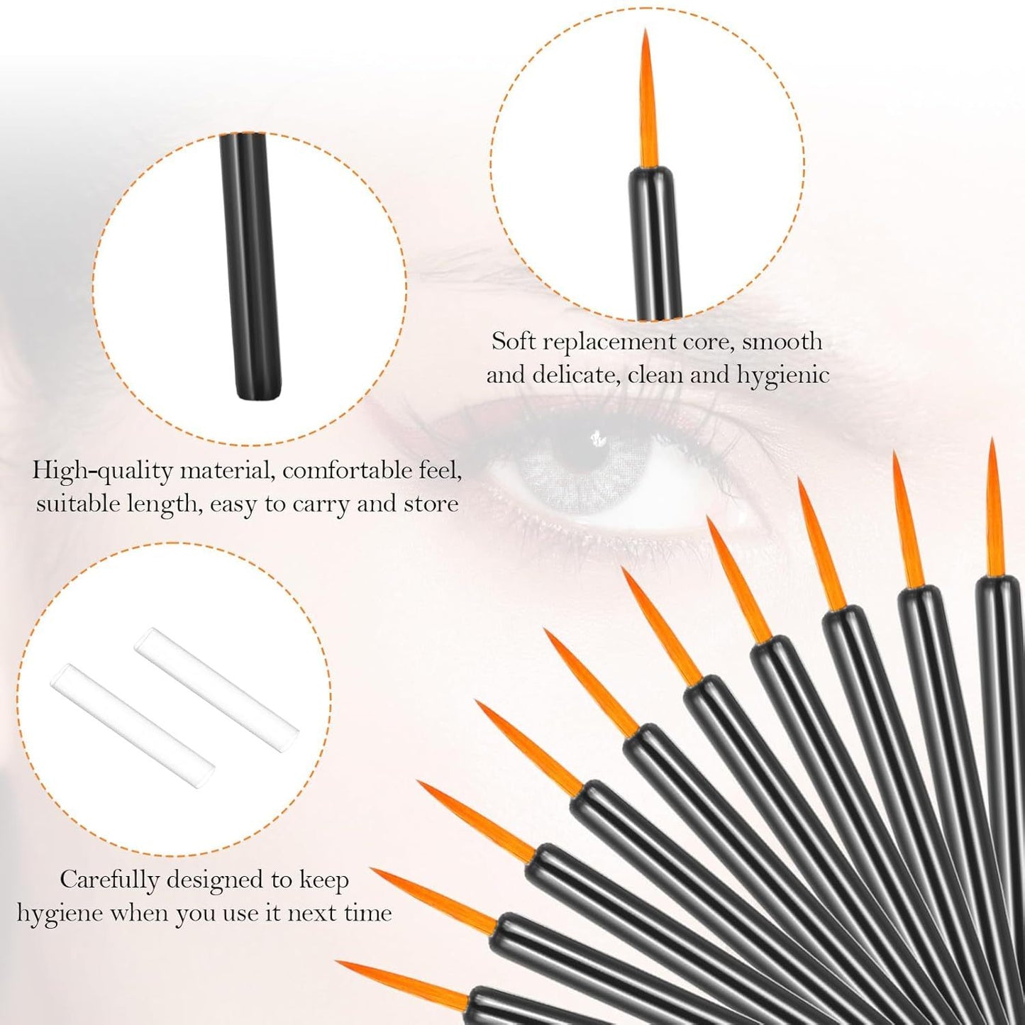 One Hundred Pack Disposable Eyeliner Brushes - Ultra-Fine Point Applicators, Black Cosmetic Eye Wands For Precise Makeup Application LadyShow.Store
