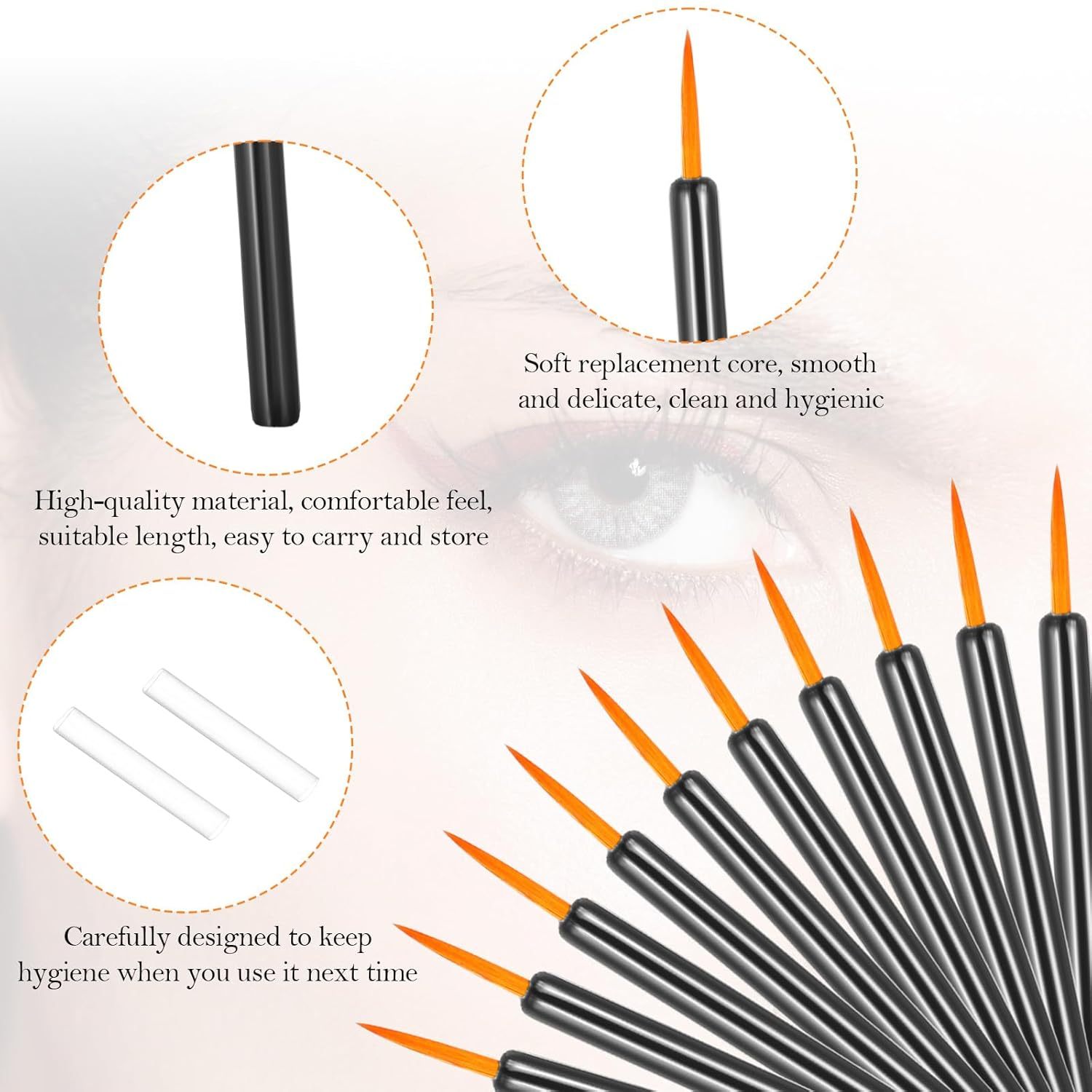 One Hundred Pack Disposable Eyeliner Brushes - Ultra-Fine Point Applicators, Black Cosmetic Eye Wands For Precise Makeup Application LadyShow.Store