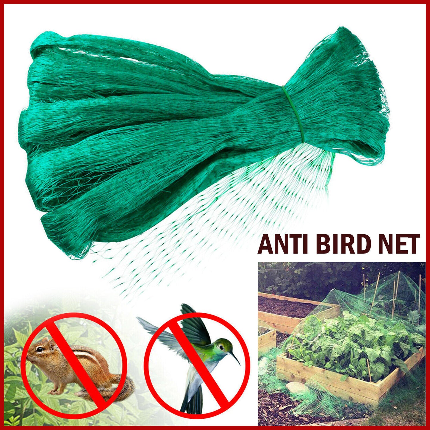 33FT Anti Bird Netting Pond Net Protection Tree Crops Plants Fruits Garden Mesh