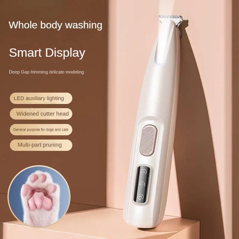 New Dog Paw Trimmer With LED Light Fully Waterproof Pet Hair Trimmer With LED Display Dog Clippers For Grooming 18mm Widen Blade LadyShow.Store