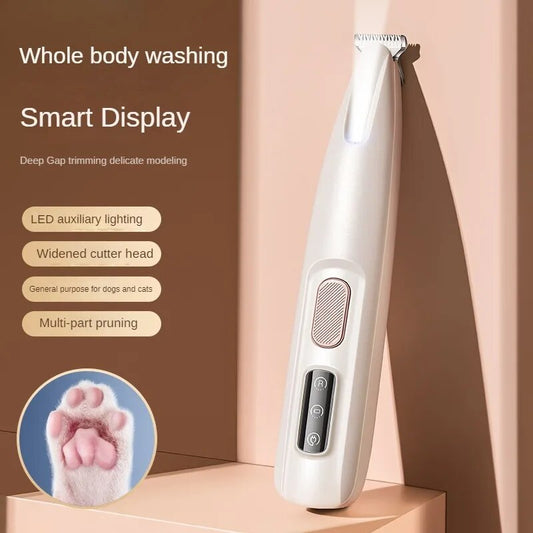 New Dog Paw Trimmer With LED Light Fully Waterproof Pet Hair Trimmer With LED Display Dog Clippers For Grooming 18mm Widen Blade Best YouTube Store