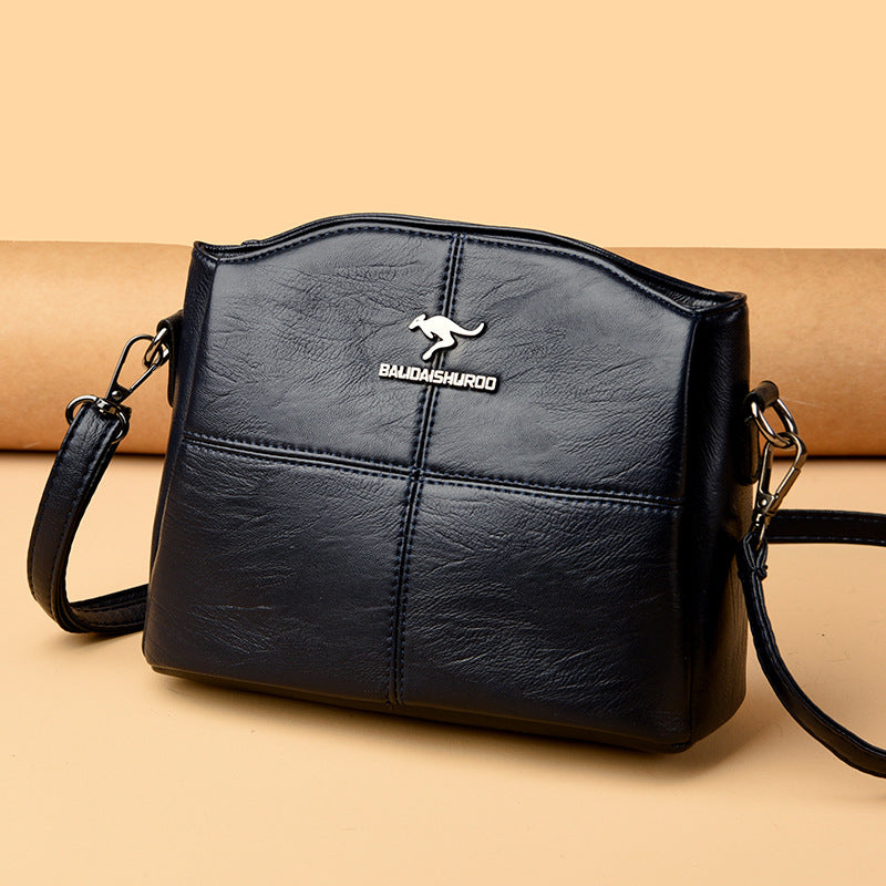 Korean-style Womens Shoulder Soft Leather Versatile Design Large Capacity And Embroidered Crossbody Bag LadyShow.Store