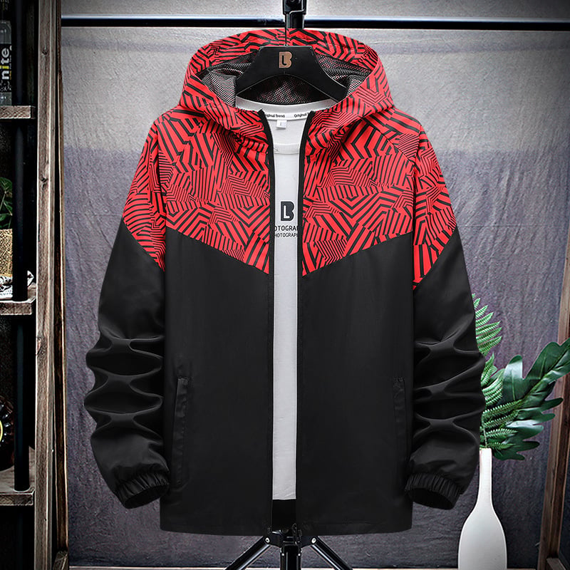 Men's Hooded Running Windbreaker Jacket Pi-Mart