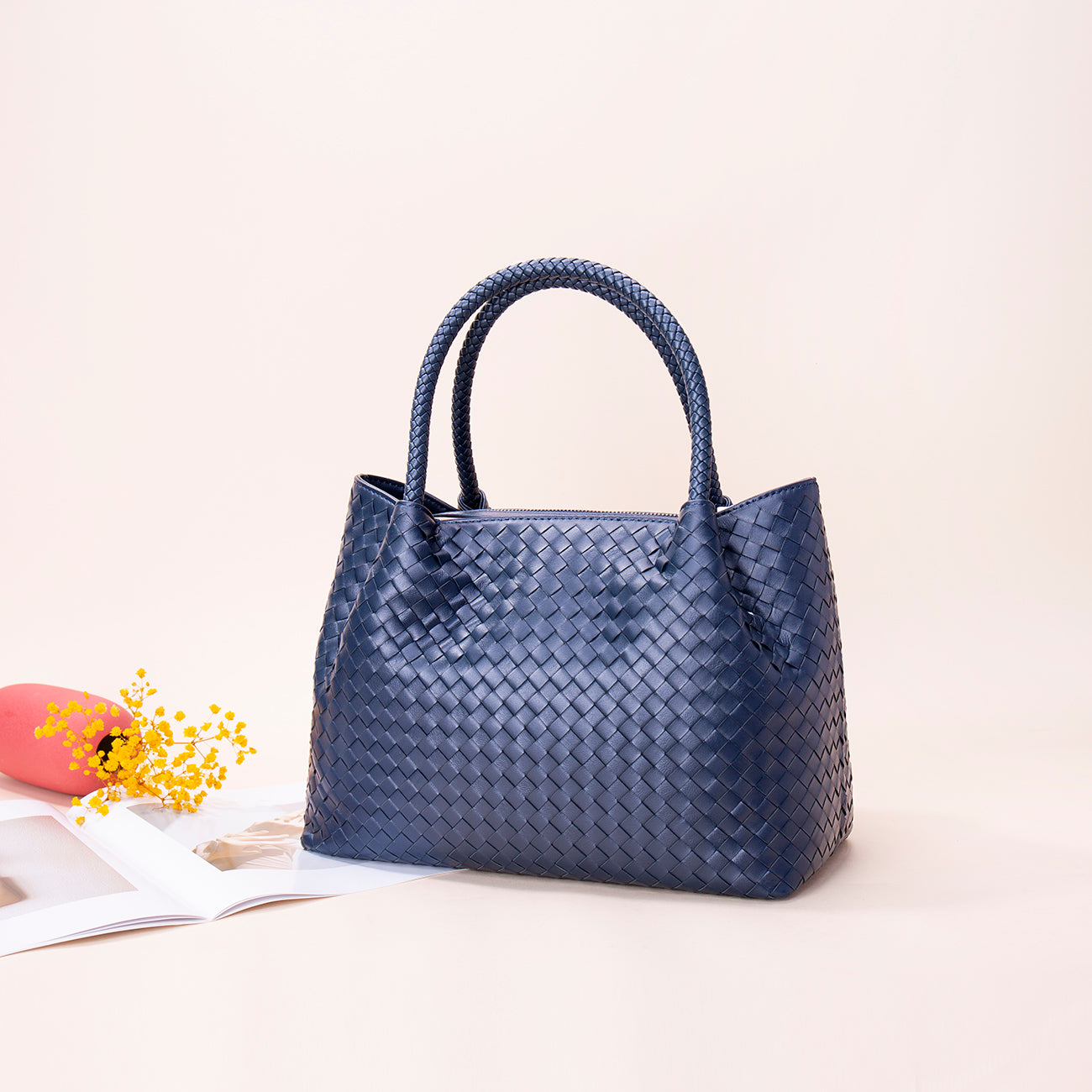 Handmade Sheepskin Woven Handbag For Women CJD