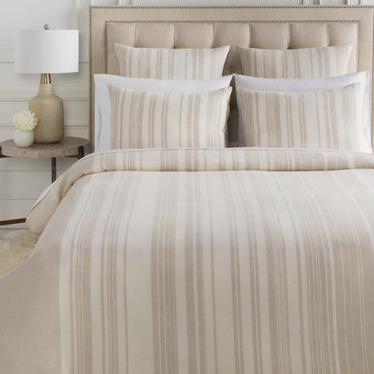 Capucnasan Tan Striped Linen Bedding Set-0