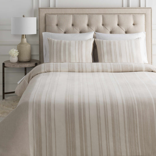 Capucnasan Tan Striped Linen Bedding Set-1