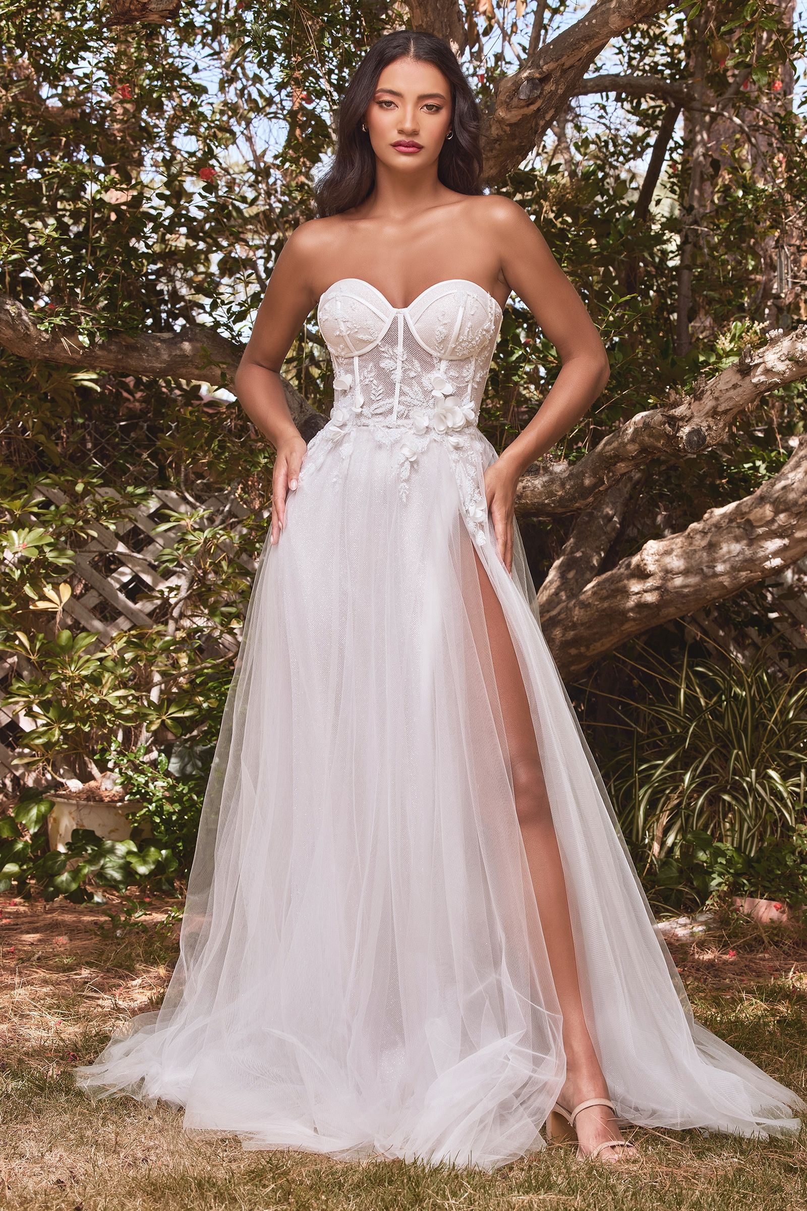 Strapless Floral Ball Gown Bridal Tux-USA