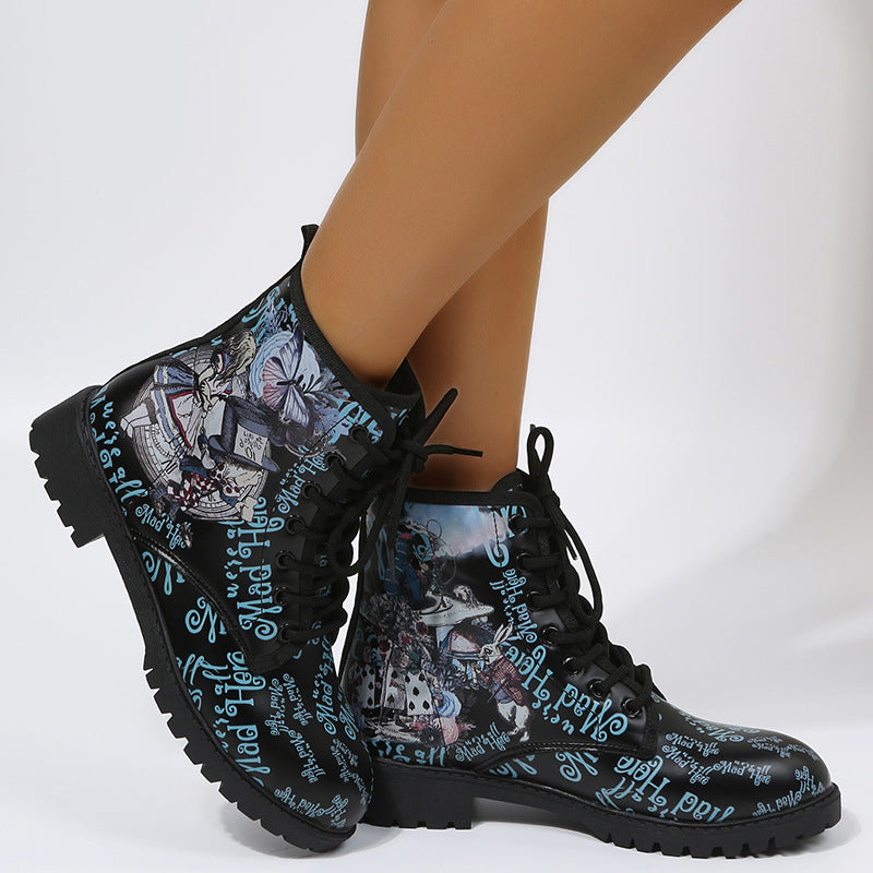 Women's Martin Boots Fashion Print Cartoon British Ins Fashion LadyShow.Store