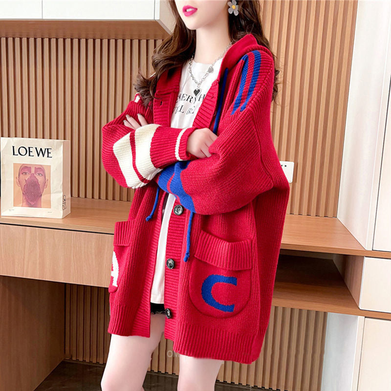 Idle Style Hooded Sweater Cardigan For Women Accent Plus