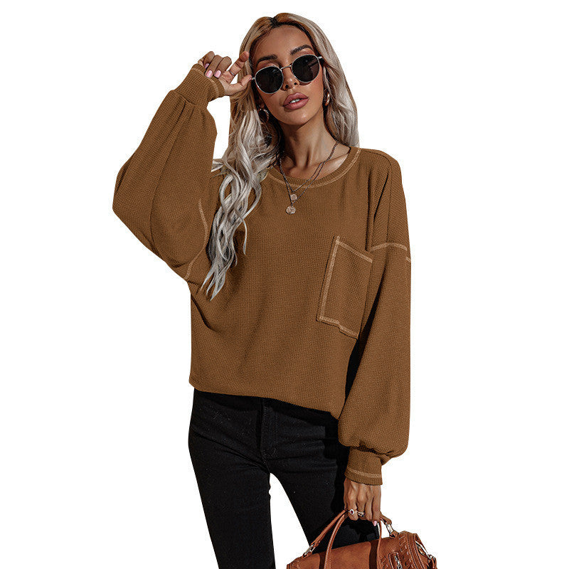 Women's Long-sleeved T-shirt Loose Long-sleeved Sweater LadyShow.Store