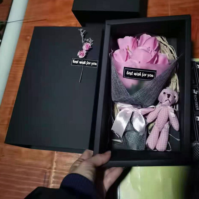 Soap Flower Bear Gift Box Birthday Gift Mother's Day 7 Carnation Valentine's Day Gift Box CJD