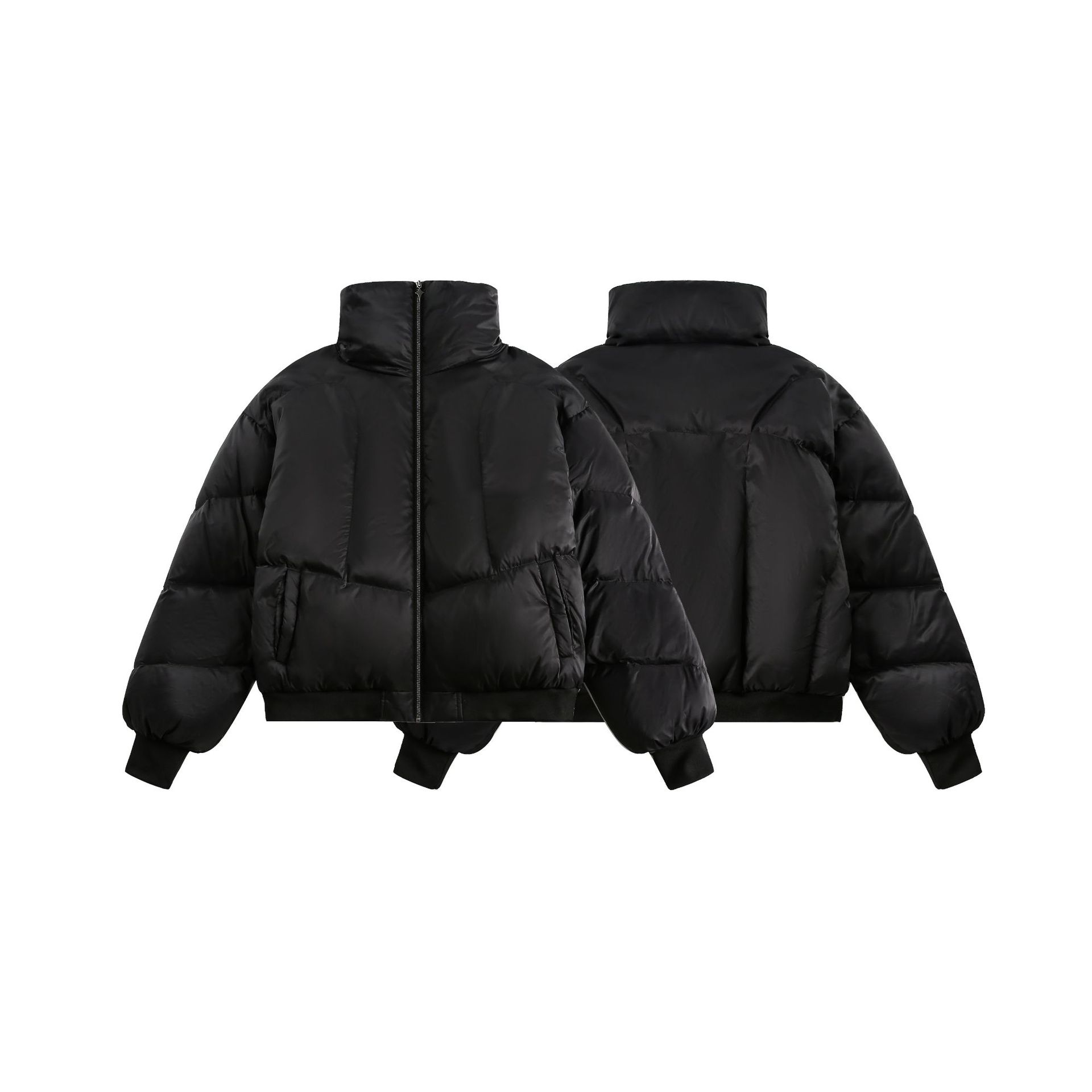 Winter New White Duck Down American Black Stand-up Collar Bread Coat Accent Plus