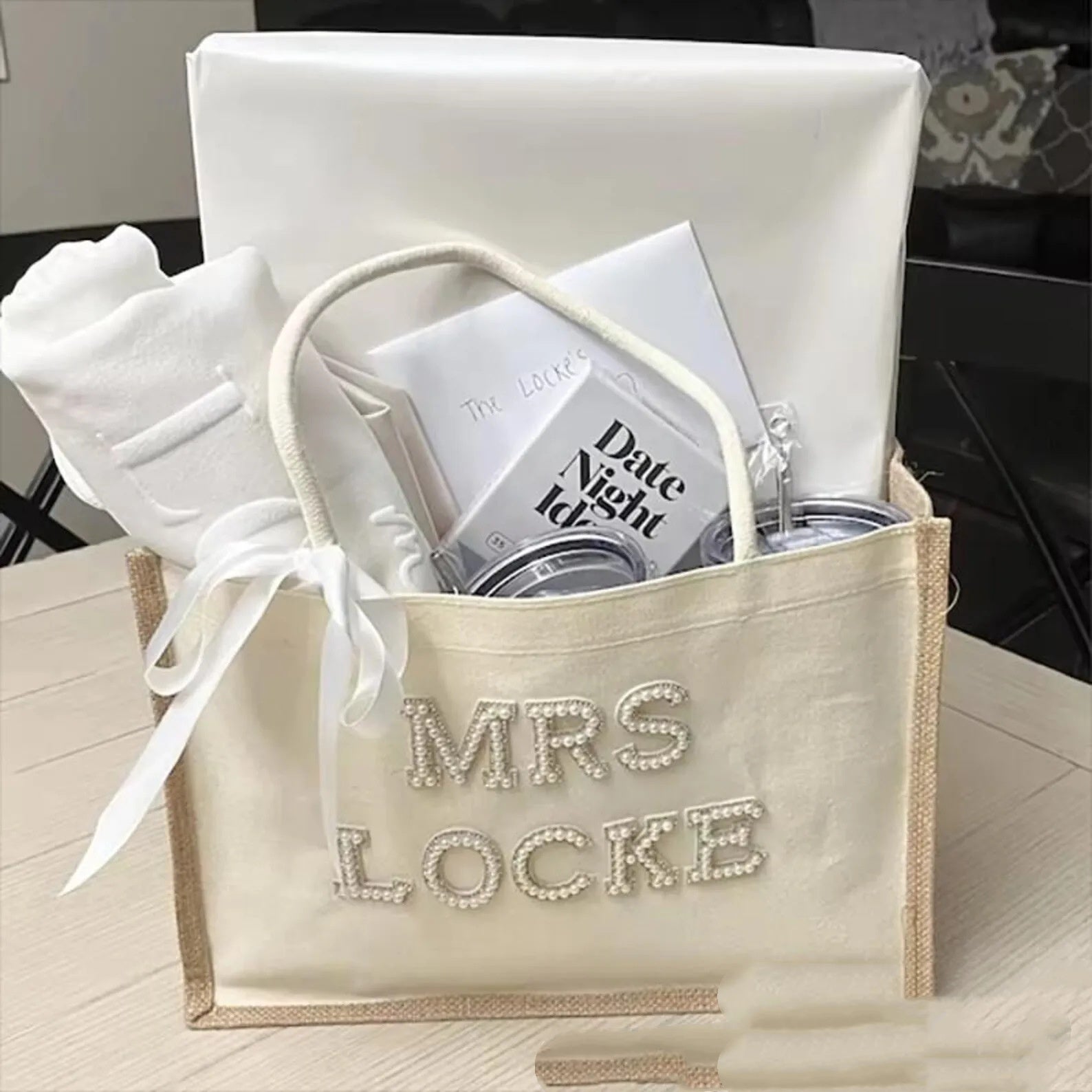 Custom Cute Tote Bag With Pearl Accessories Accent Plus