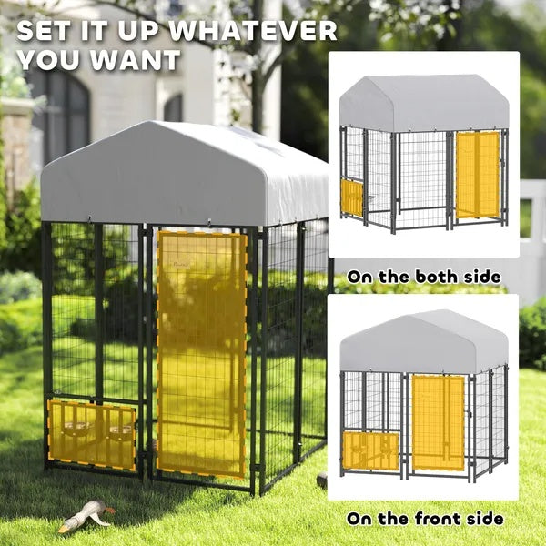 Welded Wire Outdoor Dog Kennel With Rotating & 4 Levels Adjustable Bowls Best YouTube Store