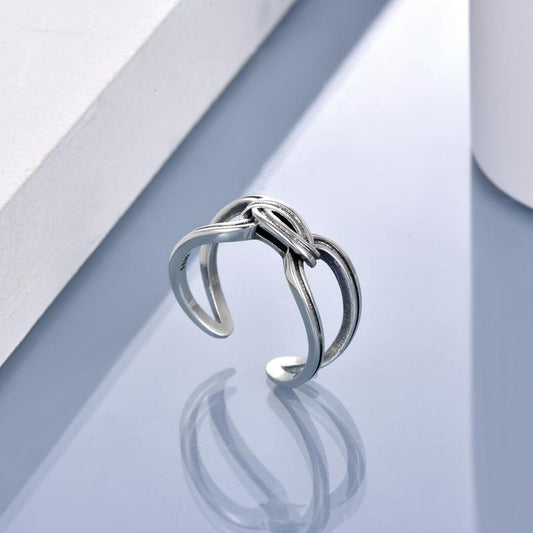 Sterling Silver Spliced Oxidized Opening Ring For Man And Woman LadyShow.Store