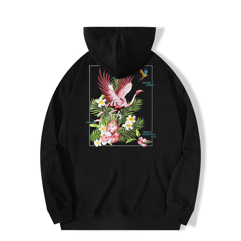Autumn And Winter New High Street Flamingo Embroidered Hoodie CJD