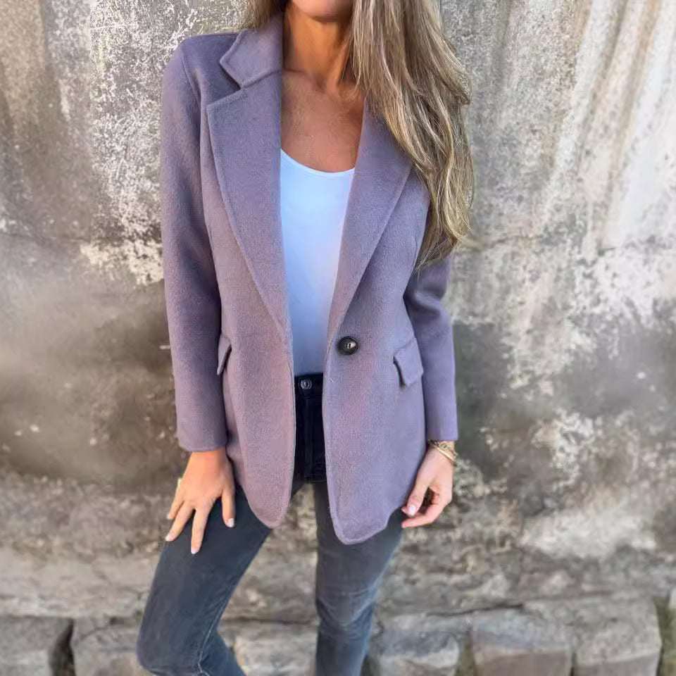 Ins Button Lapel Short Blazer Winter Fashion Commuter Jacket Outwear Women's Clothing LadyShow.Store