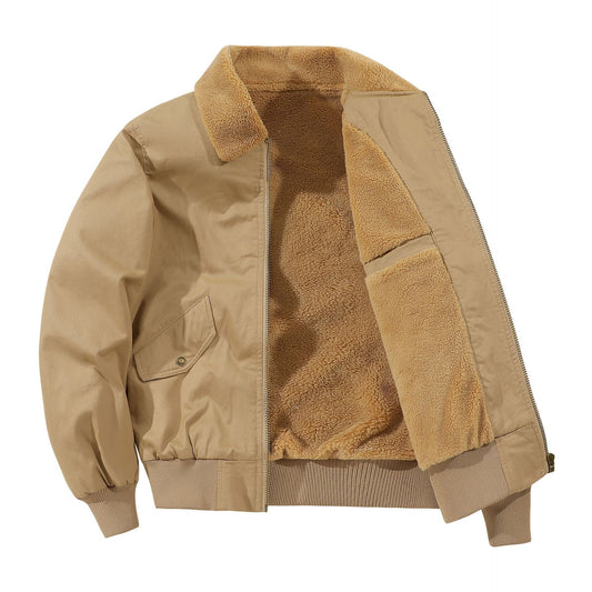 Men's American-style Fleece-lined Warm Pure Cotton Washed Jacket Best YouTube Store