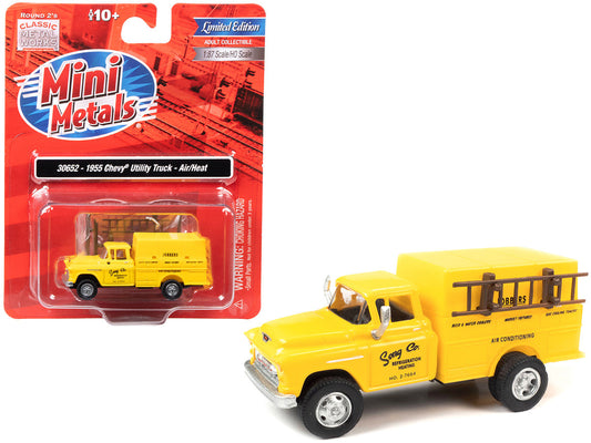 1955 Chevrolet Utility Truck Yellow "Song Co. Refrigeration and Heating" 1/87 (HO) Scale Model by Classic Metal Works Classic Metal Works