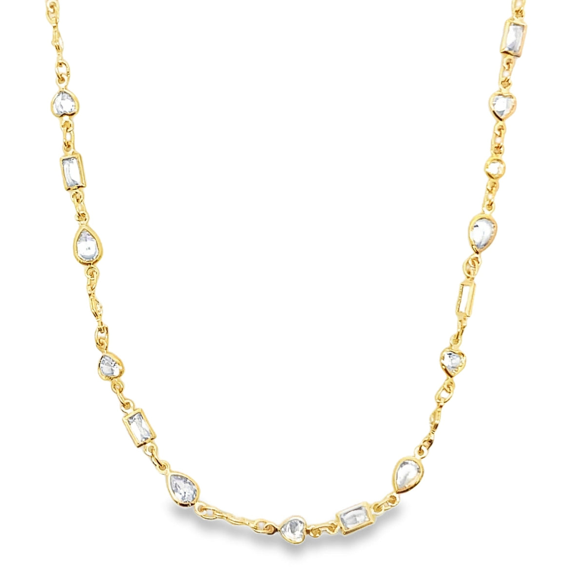 Clear CZ Stone Shape Mix Charm Necklace (I503)(H148) MIA Jewelry