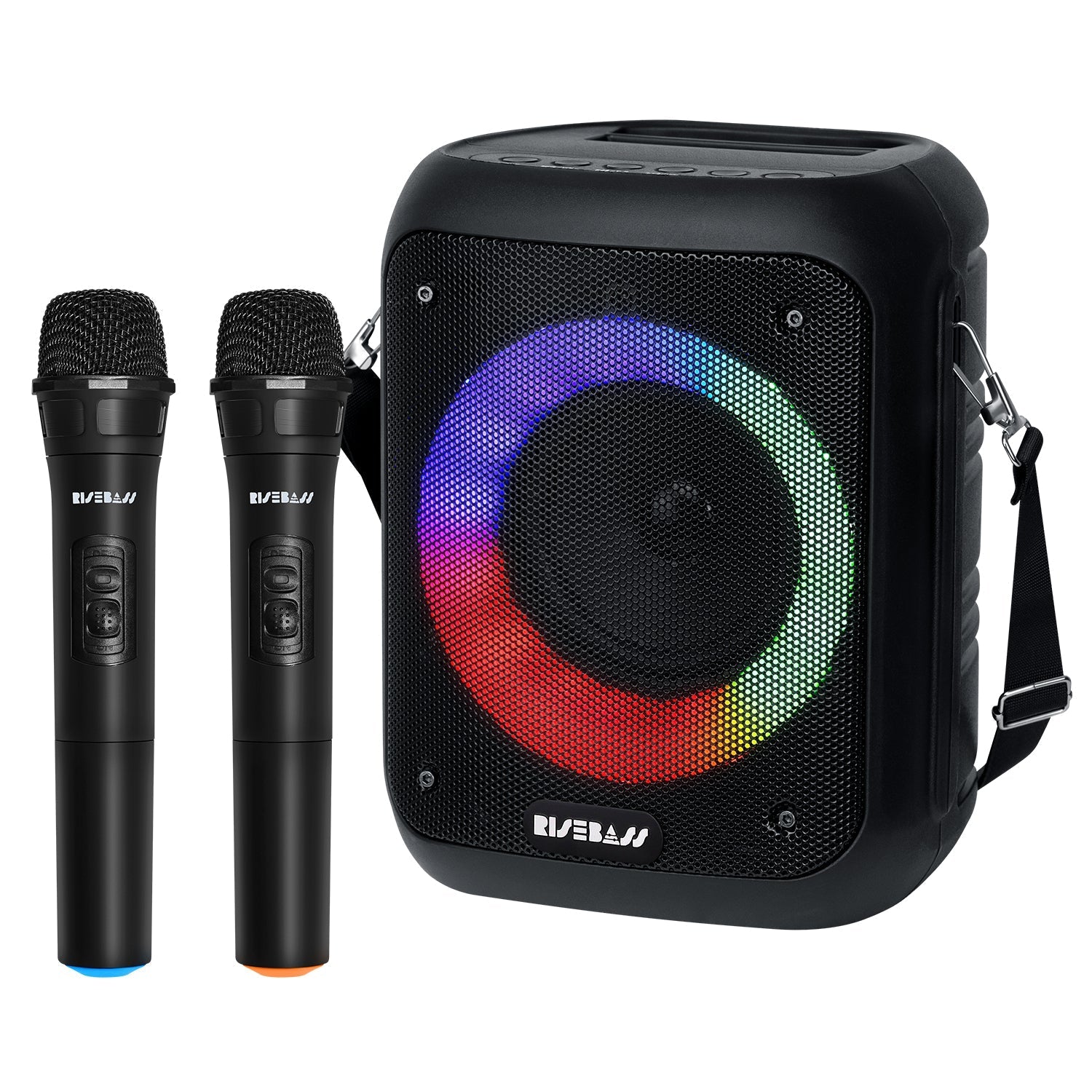 Risebass Portable Karaoke Machine with 2 Wireless Microphones - Bluetooth Rechargeable Speaker with USB/SD/TF Card Support, AUX-in, Tripod Screw Mount and Phone Slot. LuxuryLifeWay Online Store