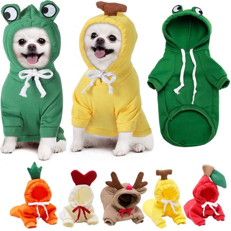 Cute Fruit Dog Clothes For Small Dogs Hoodies Winter Warm Fleece Pet Clothing Puppy Cat Costume Coat For French Chihuahua Outfit LadyShow.Store