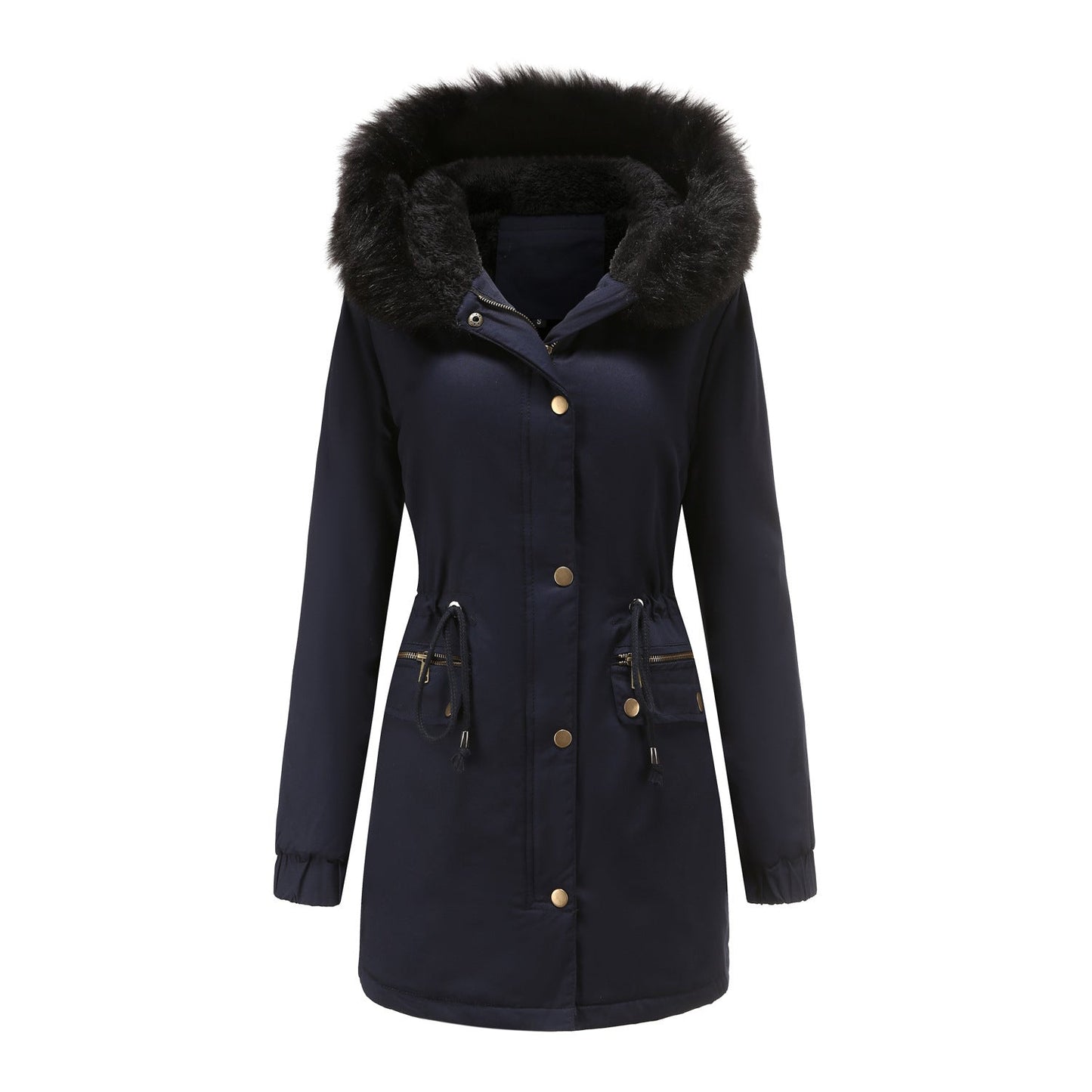 Women's Mid-length Fur Collar Coat Parker Cotton-padded Coat LadyShow.Store