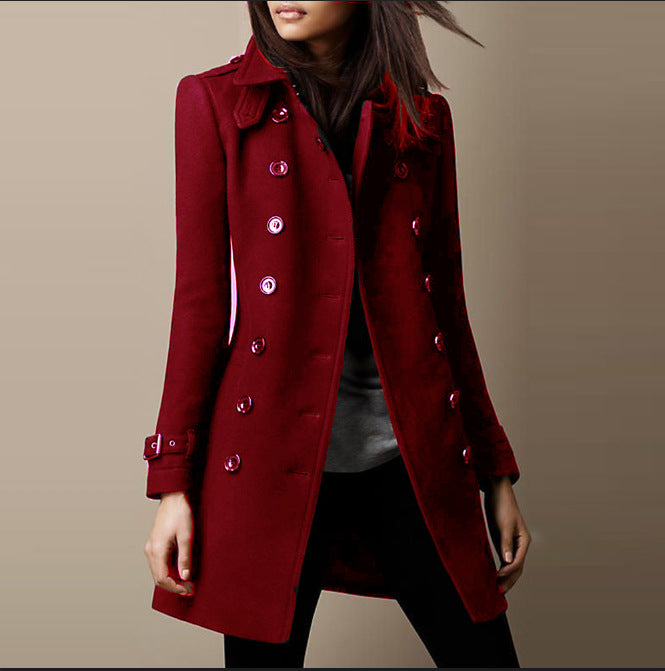Streetwear Women Jackets Lined Double-breasted Ladies Loose Wool Overcoat Elegant Lapel Solid Pocketed Coats For Autumn Winter LadyShow.Store