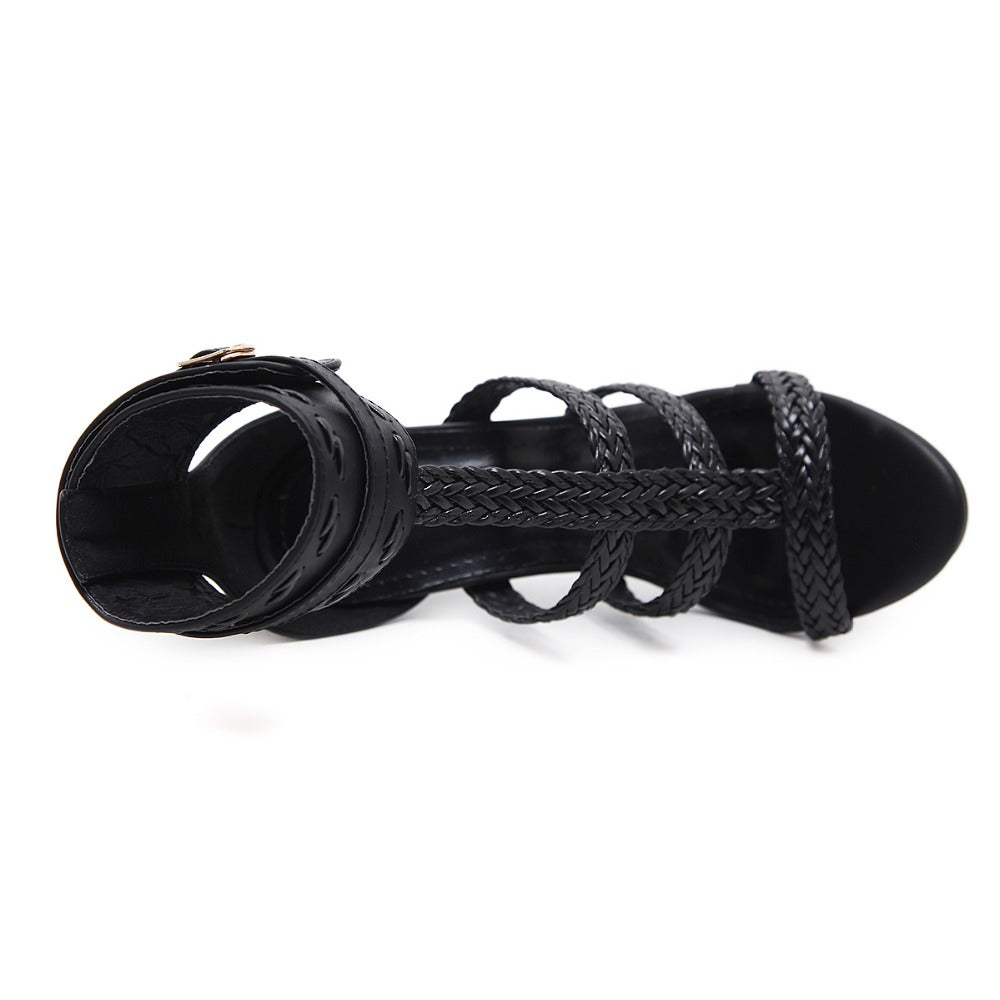 Women's High Heeled Open-Toe Sandals - Handwoven Style Best YouTube Store