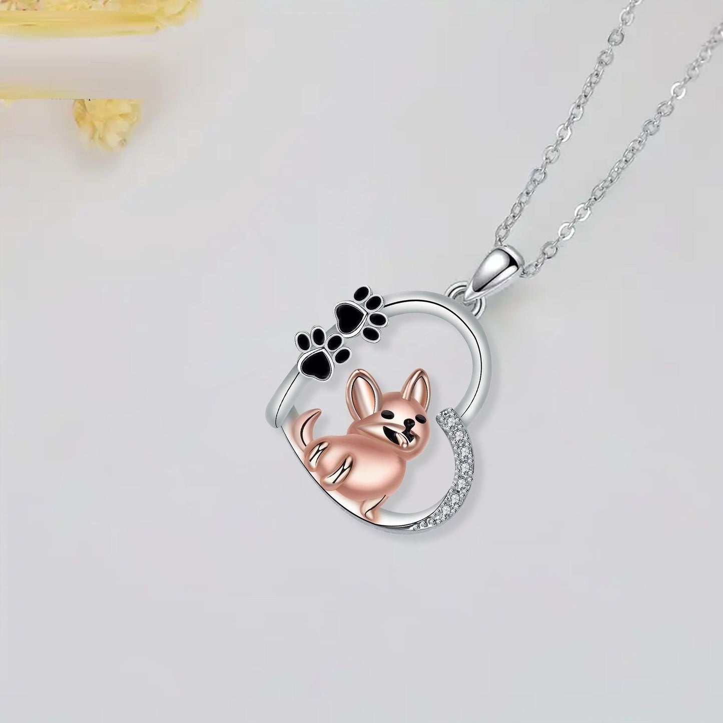 Lovely Heart-shaped Design Pet Dog Pendant Necklace Personality LadyShow.Store