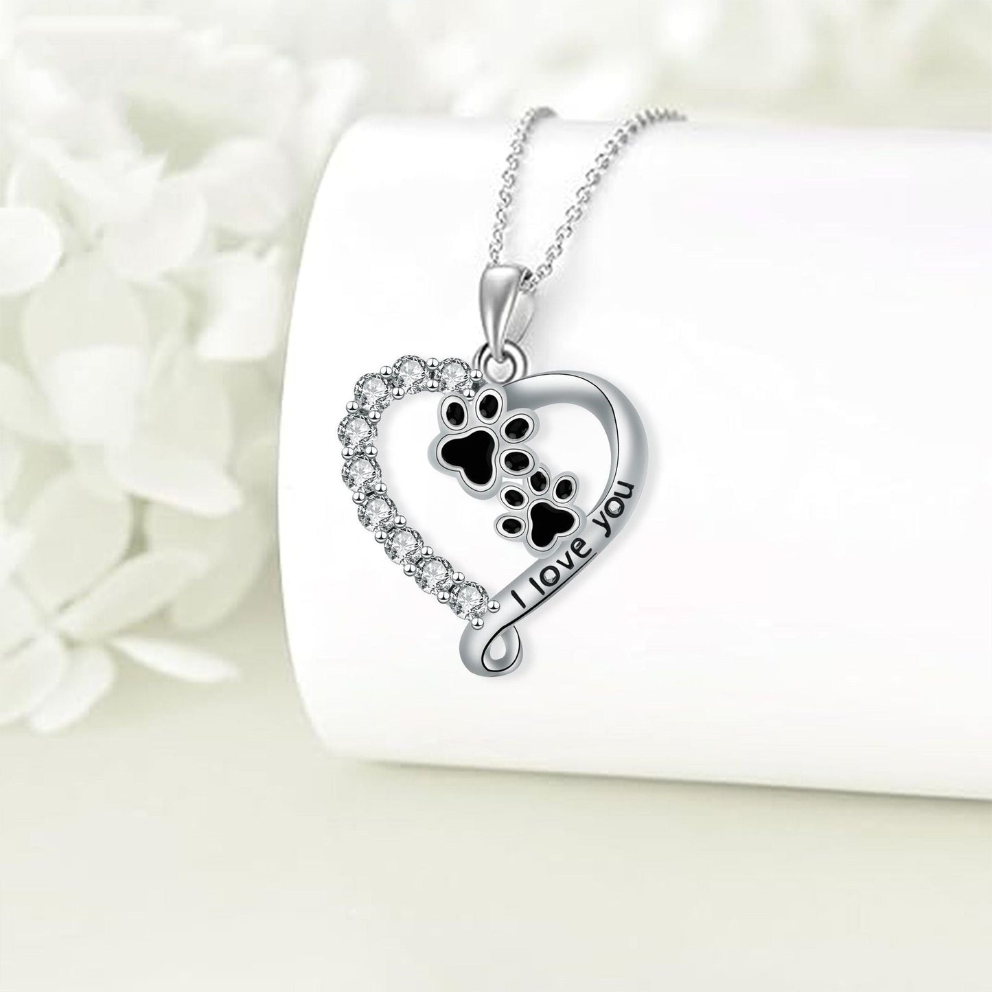 Heart-shaped Pendant Cute Dog's Paw Necklace For Women LadyShow.Store