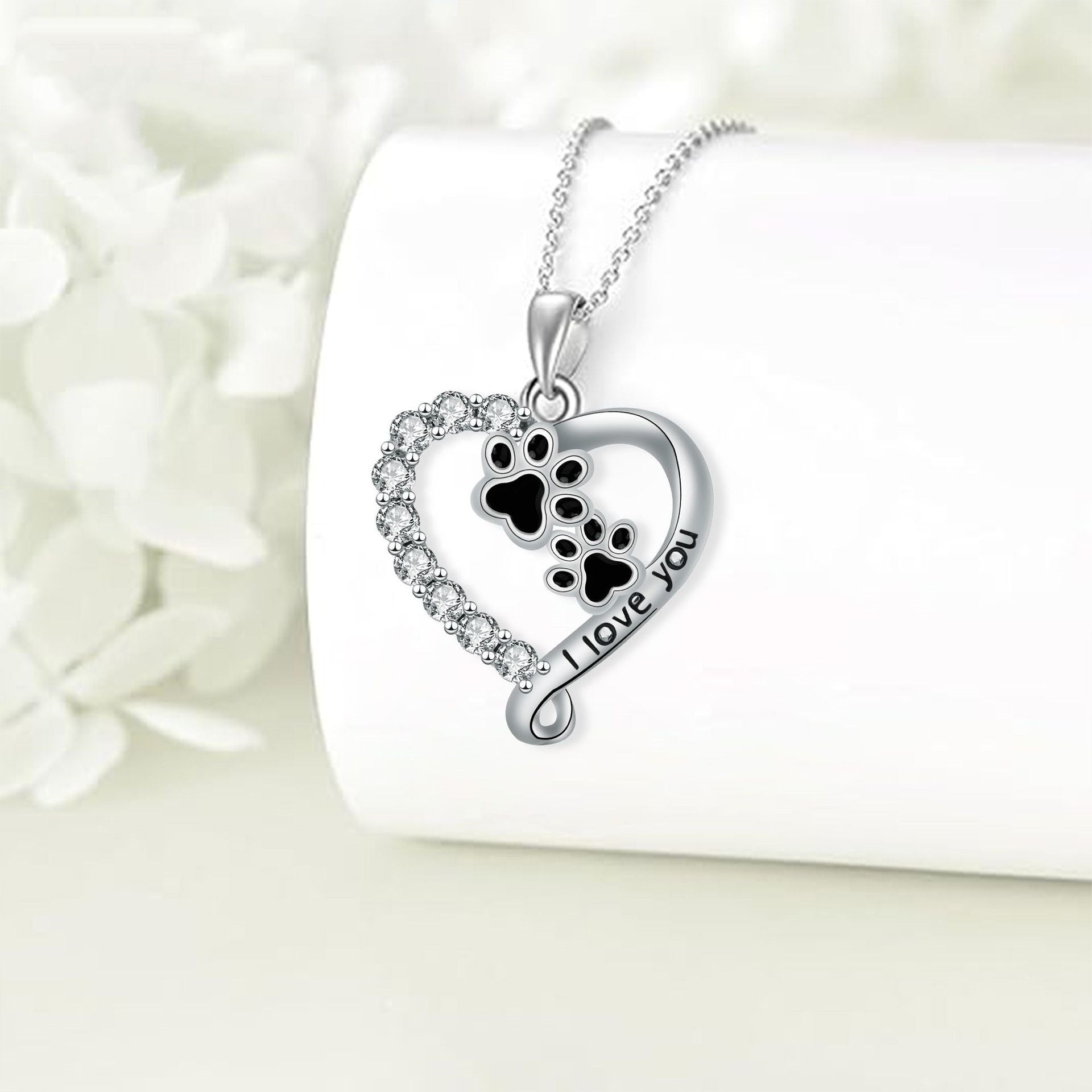 Heart-shaped Pendant Cute Dog's Paw Necklace For Women LadyShow.Store