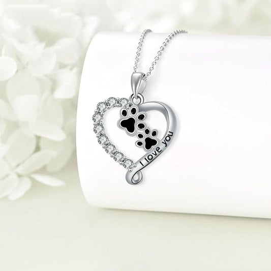 Heart-shaped Pendant Cute Dog's Paw Necklace For Women LadyShow.Store
