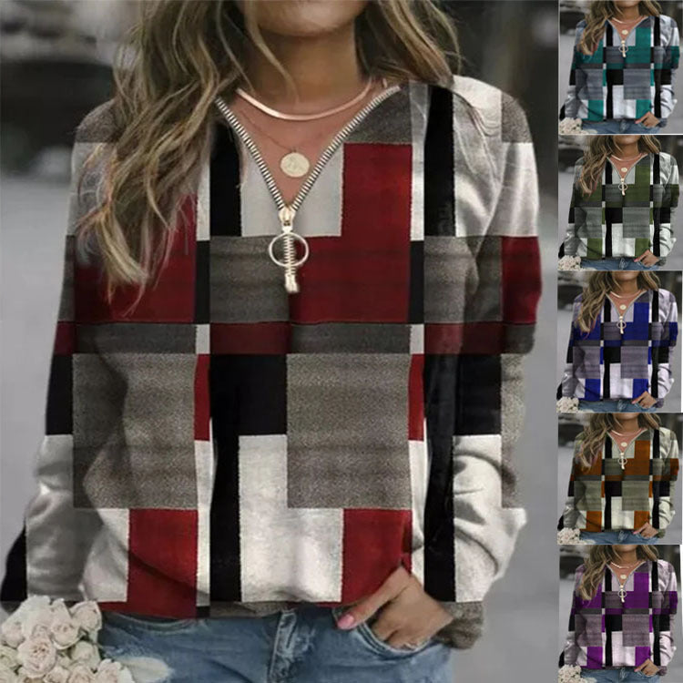 Women's Tops Checkered Sweaters Fleece Jackets LadyShow.Store