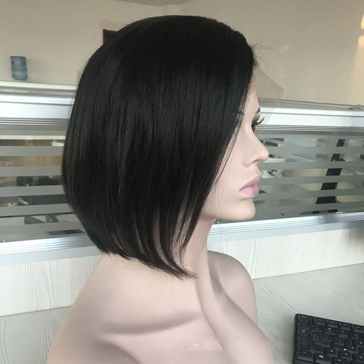 Wig Headgear Bob Wigs Real Hair Semi-woven Short Straight Hair CJD