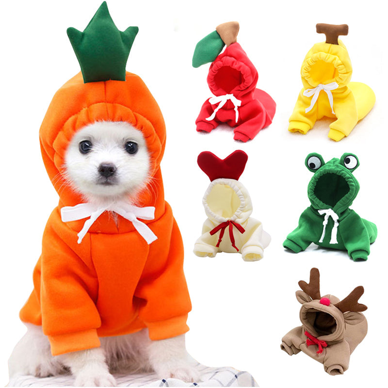 Cute Fruit Dog Clothes For Small Dogs Hoodies Winter Warm Fleece Pet Clothing Puppy Cat Costume Coat For French Chihuahua Outfit LadyShow.Store