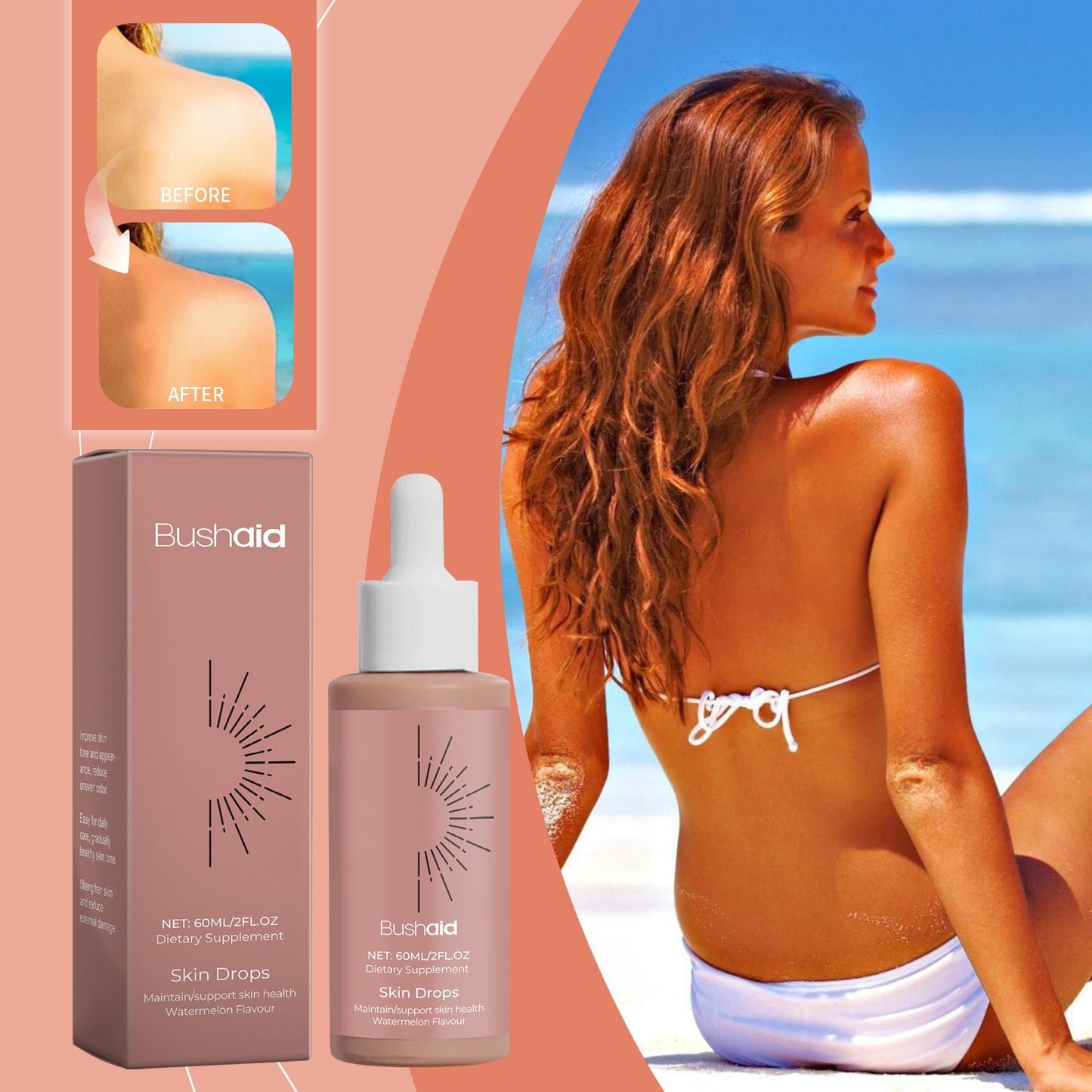 Natural Sunless Tanning Drops Oral Tri Light Beauty