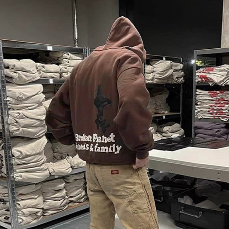 Bat Puff Print Velvet Padded Hooded Sweatshirt Hoodie Men Best YouTube Store