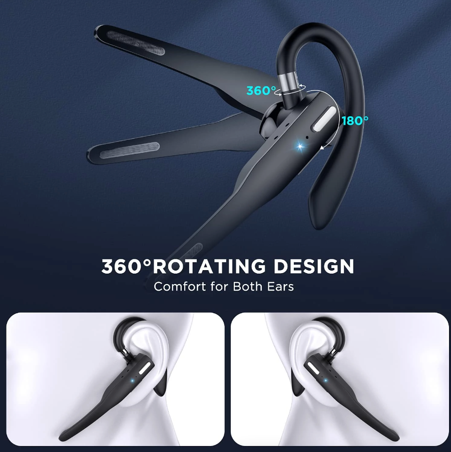 Trucker Wireless Headset Bluetooth 5.1 Earpiece Dual Mic Earbud Noise Cancelling LuxuryLifeWay Online Store