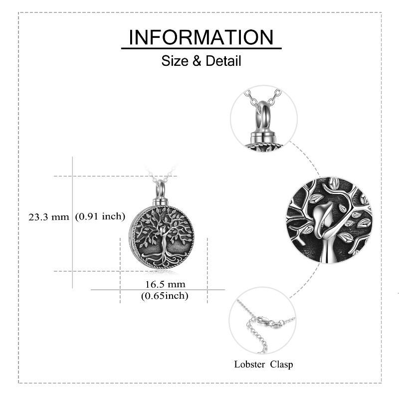 Tree of Life Urn Cremation Jewelry Necklace for Ashes in Sterling Silver Retro LadyShow.Store