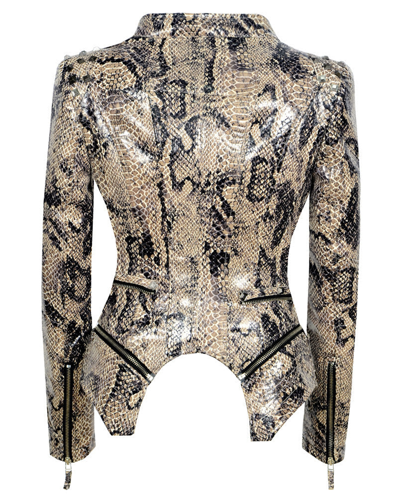 Women's Rivet Slim Washed Leather Motorcycle Jacket LadyShow.Store