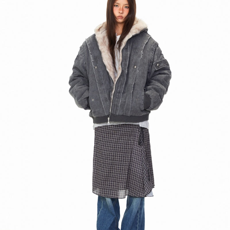 Lazy Thick Padded Hooded Winter Coat Accent Plus