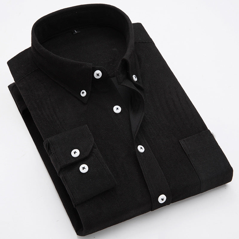 Men's Thin Corduroy Long Sleeve Shirt for Winter Pi-Mart