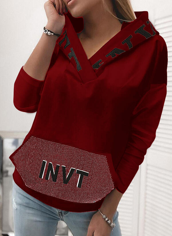 Pocket Hooded Letter Pullover Sweatshirt LadyShow.Store