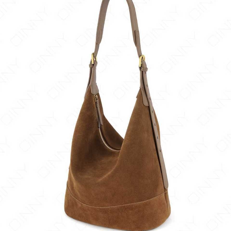 Retro Laid-back Suede Bucket A Versatile Slouchy Commuter Shoulder Or Crossbody Bag Accent Plus